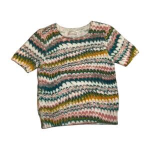 Anthropologie Short Sleeve Marbled Knit Sweater